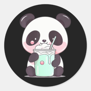 Sticker Rond Kawaii Bubble Thé Panda Drôle Boba Thé Japonais