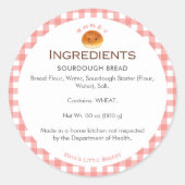 Sticker Rond Kawaii Bun Red Gingham Bakery Ingredient (Devant)