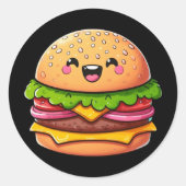 Sticker Rond Kawaii Burger Delight (Devant)