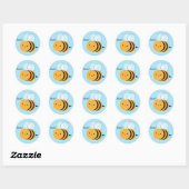 Sticker Rond Kawaii Buzzy Bumble Bee (Feuille)