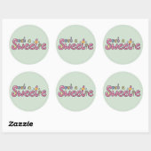 Sticker Rond Kawaii Candy Themed Motif (Feuille)