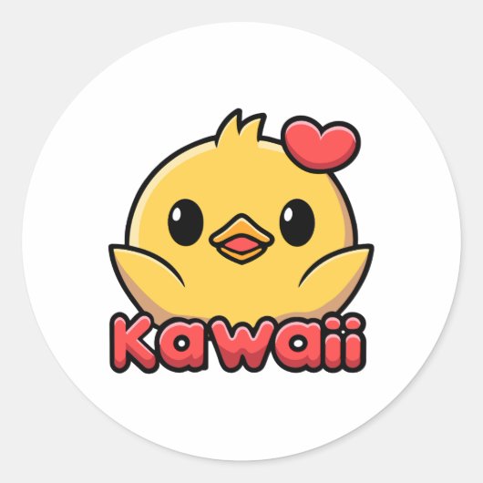 Sticker Rond Kawaii ! Carton de poussin pour bébé Cute Kawaii (Devant)
