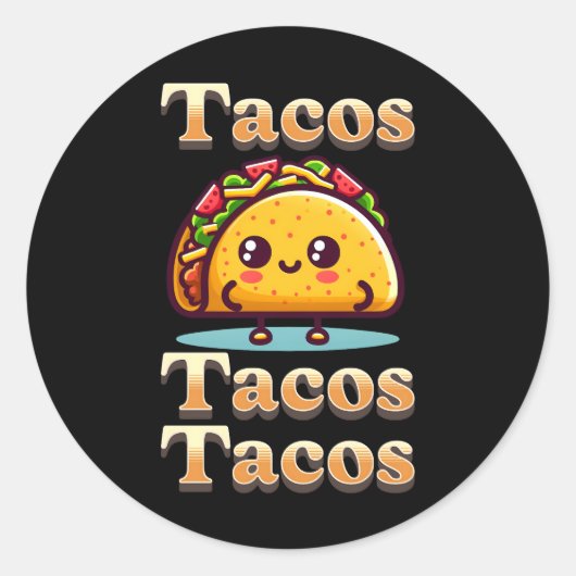 Sticker Rond Kawaii Cartoon Tacos (Devant)