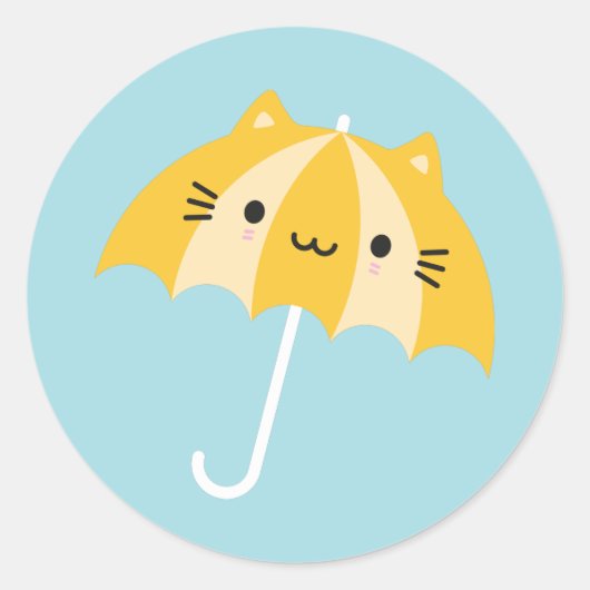 Sticker Rond Kawaii Cat Umbrella (Devant)