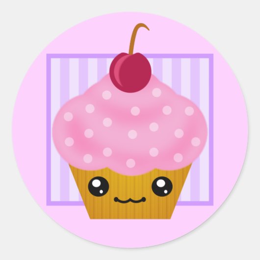 Sticker Rond Kawaii Cerry Cupcake (Devant)