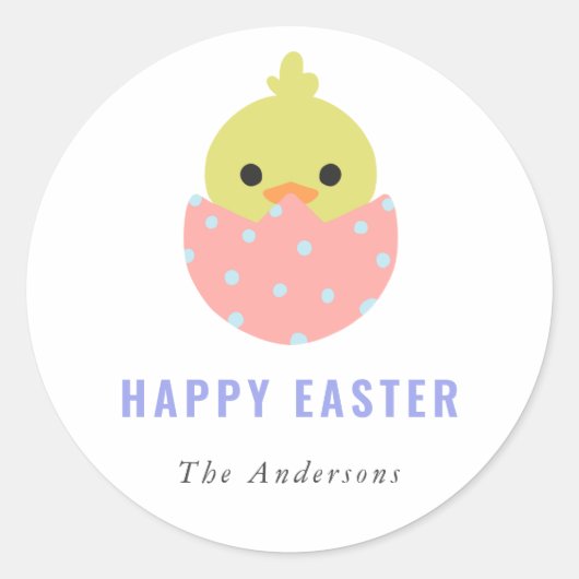 Sticker Rond Kawaii Chick Happy Pâques mignonnes Couleurs paste (Devant)