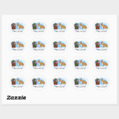 Sticker Rond Kawaii Christmas Corgi Puppy Cadeau (Feuille)