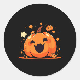 Sticker Rond Kawaii Citrouille Anime Cottagecore Hommes Enfants