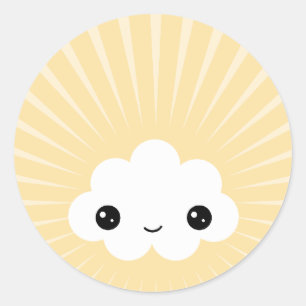 Sticker Rond Kawaii Cloud