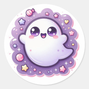 Sticker Rond Kawaii Craft d'autocollants fantôme Pastel Hallowe