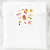 Sticker Rond Kawaii Crayon crayon et outils scolaires (Sac)