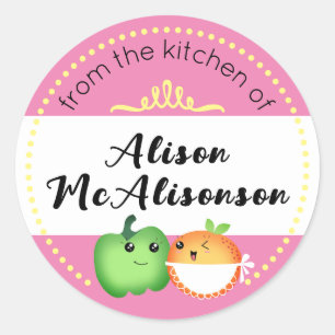Sticker Rond kawaii cuisine de légumes mignonette boulangerie é