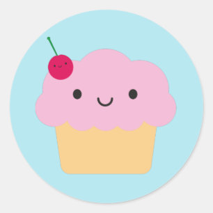 Sticker Rond Kawaii Cupcake