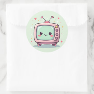 Sticker Rond Kawaii Cutie TV – Antenne pastel ami