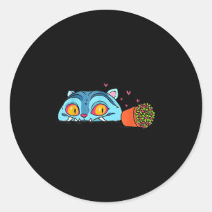 Sticker Rond Kawaii Demon Chat Drôle Anime Otaku Japonais