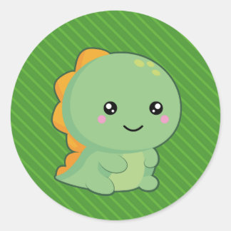 Sticker Rond Kawaii Dinosaur