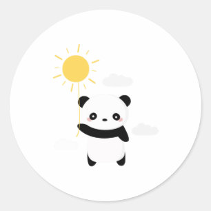 Sticker Rond Kawaii et le joli soleil de panda