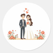 Sticker Rond Kawaii Garden Wedding Scene (Devant)