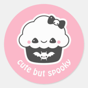 Sticker Rond Kawaii Goth Éffrayant Cute Cupcake