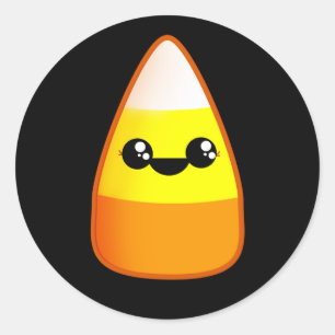 Sticker Rond Kawaii Halloween Candy Corn