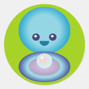 Sticker Rond Kawaii Happy Clam