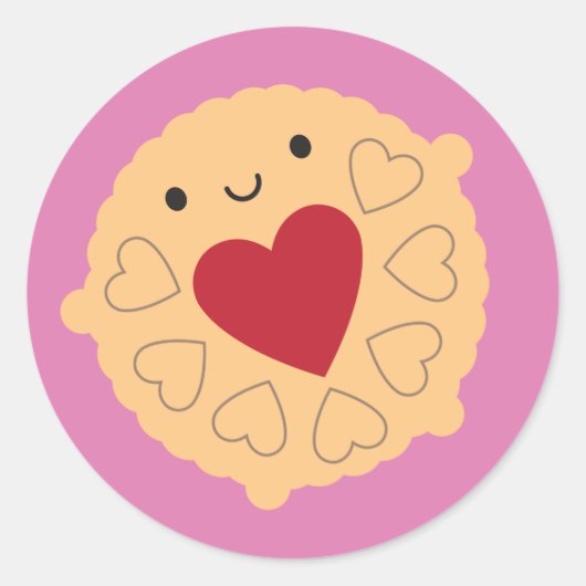Sticker Rond Kawaii Jammie Dodger Biscuit (Devant)