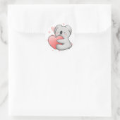 Sticker Rond Kawaii Koala Hugging Coeur adorable (Sac)