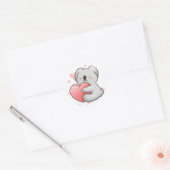 Sticker Rond Kawaii Koala Hugging Coeur adorable (Enveloppe)