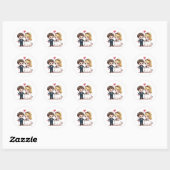 Sticker Rond Kawaii Mariage de contes de fées - Chibi Couple (Feuille)