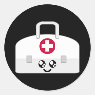 STICKER ROND KAWAII MÉDICALE INFIRMIER SAC HEUREUX VISAGE