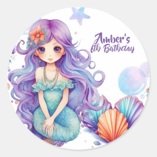 Sticker Rond Kawaii Mermaid