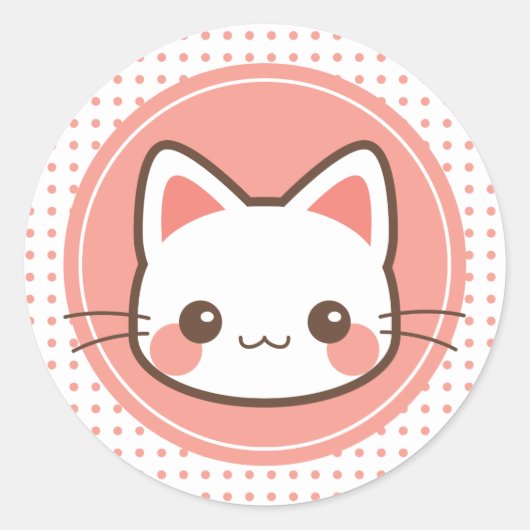 Sticker Rond Kawaii mignon chaton (Devant)