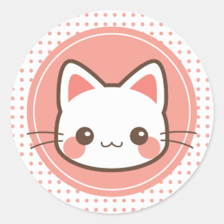 Sticker Rond Kawaii mignon chaton
