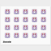 Sticker Rond Kawaii mignon chiot adorable caricature Chien gros (Feuille)