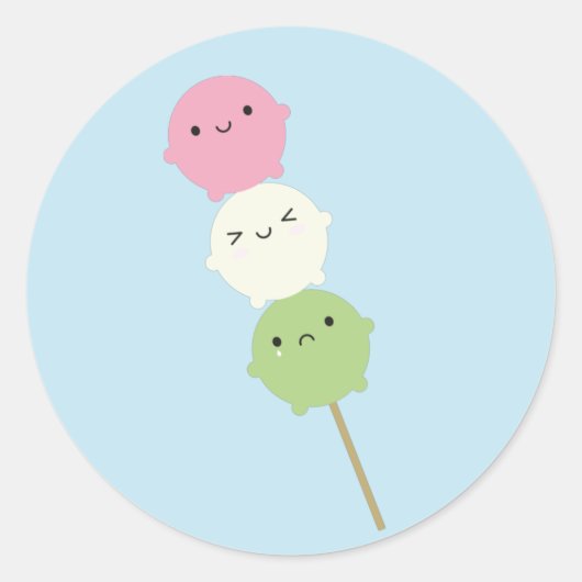 Sticker Rond Kawaii Mochi Dango (Devant)