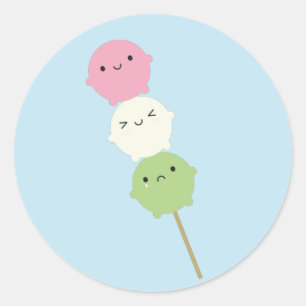 Sticker Rond Kawaii Mochi Dango