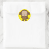 Sticker Rond Kawaii Monkey (Sac)