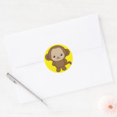 Sticker Rond Kawaii Monkey (Enveloppe)