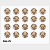 Sticker Rond Kawaii Monkey (Feuille)