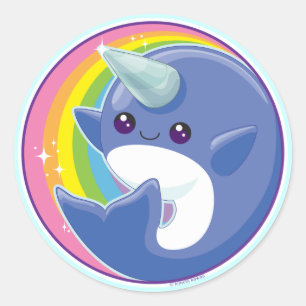 Sticker Rond Kawaii Narwhal