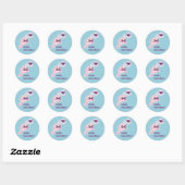 Sticker Rond Kawaii Narwhal avec Moustache (Feuille)