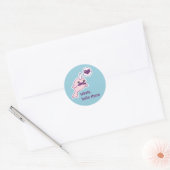Sticker Rond Kawaii Narwhal avec Moustache (Enveloppe)