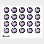 Sticker Rond Kawaii Pastel Couleur Gothique Cute Goth Chat Clas (Feuille)