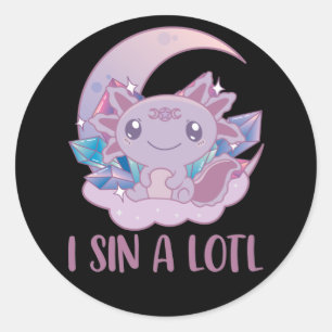 Sticker Rond Kawaii Pastel Couleurs gothique Cute Goth Axolotl 