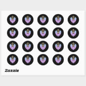 Sticker Rond Kawaii Pastel Goth Chat Lune Croissant Déplaisant (Feuille)