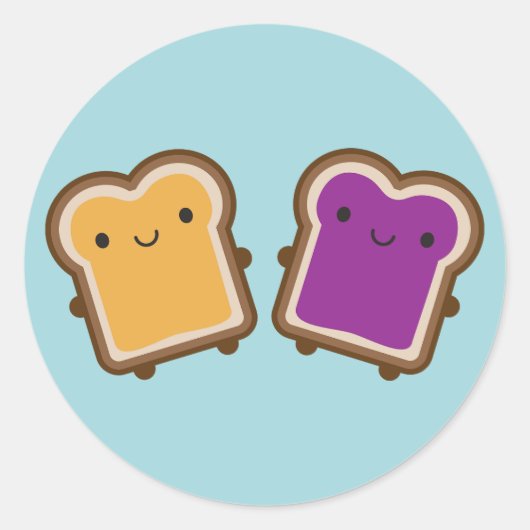 Sticker Rond Kawaii Peanut Butter & Jelly Sandwich Couple (Devant)