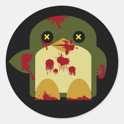 Sticker Rond Kawaii Penguin Zombie Gruesome Horreur (Devant)