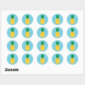 Sticker Rond Kawaii Pineapple (Feuille)