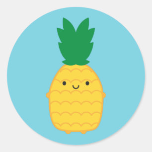 Sticker Rond Kawaii Pineapple