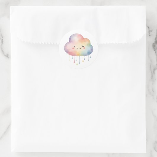 Sticker rond Kawaii Rainbow Cloud (Sac)